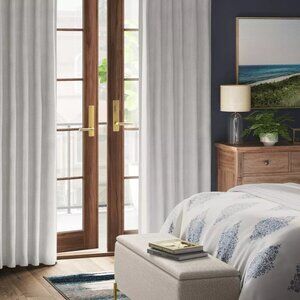 Threshold Ashville Blackout & Lined Textured Gray Single Curtain Panel 50" x 63"